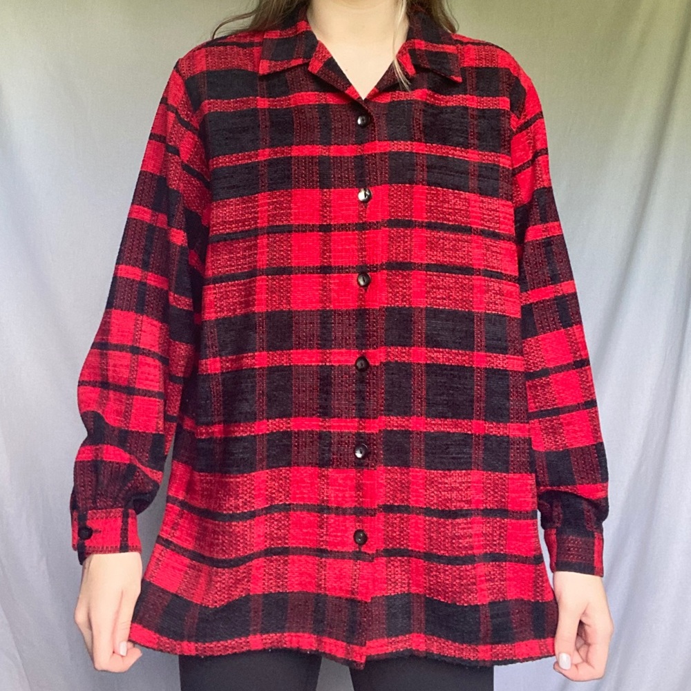 Monterey By Korat Red Button Up Plaid Jacket